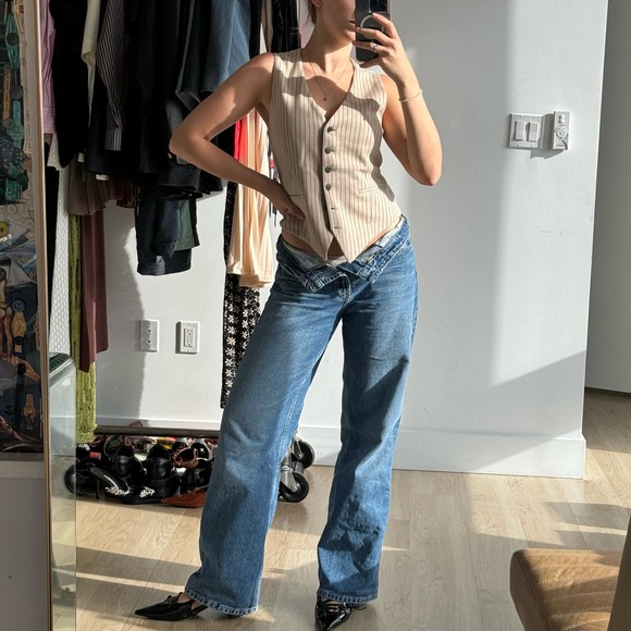 Rag and Bone Beige Striped Vest - Picture 1 of 7